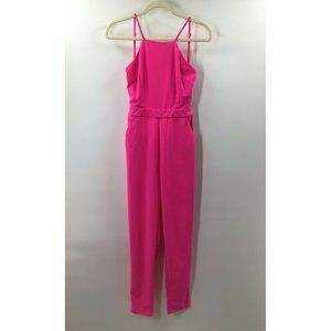 L'Atiste by Amy Women S Hot Pink Open Back Square High Neck Skinny Leg Jumpsuit